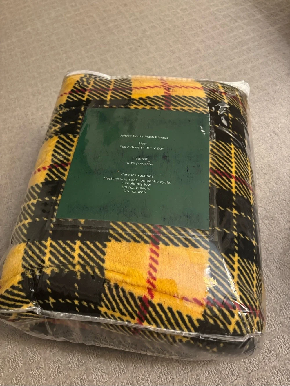 Jeffrey Banks Home Yellow Plaid Throw Blanket